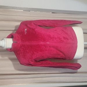 NORTH FACE girls fuschia fleece L full zip OSO jacket 14/16 fits adult XS